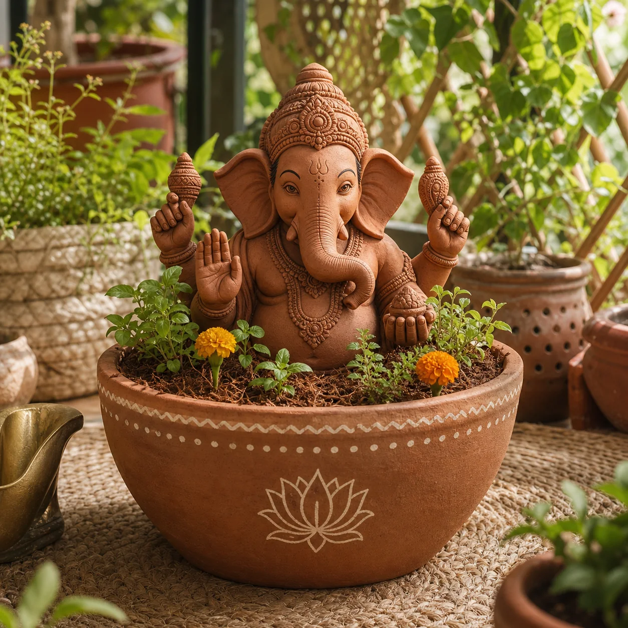 Tree Ganesha Large Planter Idol
